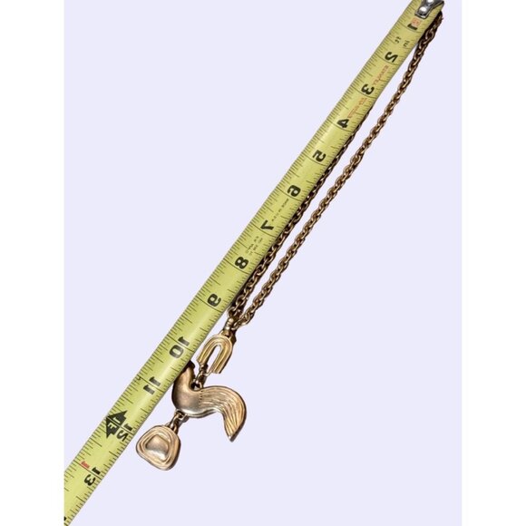 Matte bright saturated gold tone bird charm necklace 90's - Picture 7 of 9